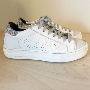 P448 Thea platform white leather lace up sneakers Sz 38